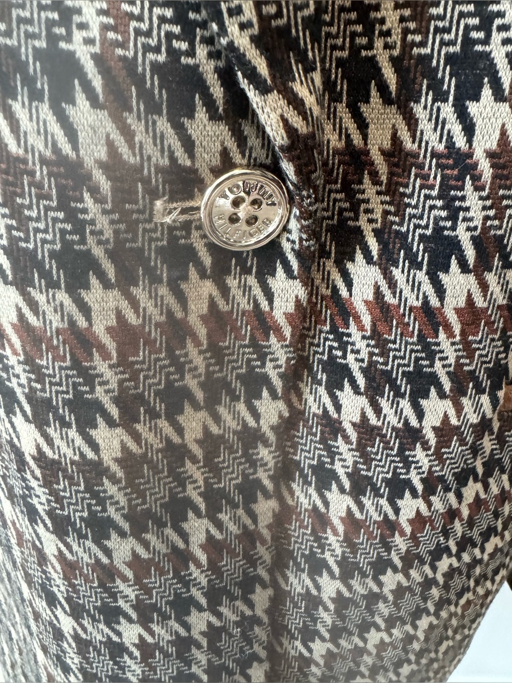 Tommy Hilfiger Plaid Houndstooth Blazer w Faux Leather Pocket Trim Size:6 NWOT - Picture 8 of 16